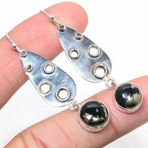 ✨Pyrite in Magnetite Dangle Earrings✨